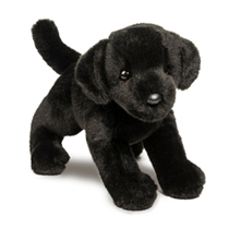 A deep black lab plush.