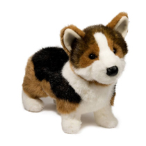 A tri colored corgi plush.