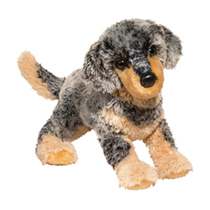 A roan colored dog plush.