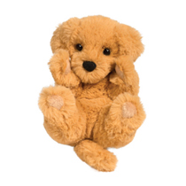 A cuddley plush golden retriever.