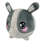 A round gray rabbit plush.