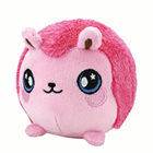A round pink hedgehog plush.