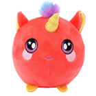 A cute red unicorn plush.
