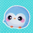 A round blue penguin plush.