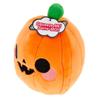A round and spooky pumpkin with a smiling face.
