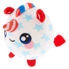 A patriotic white and blue unicorn plush.