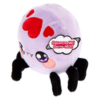 A round purple spider plush with black legs.