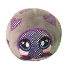 A round blue and purple turtle plush.