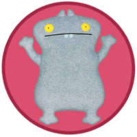 A grey monster with two blankly staring eyes...