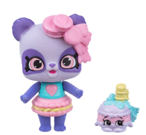 A purple panda in a macaron inspired dress.