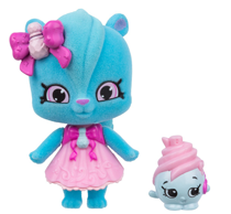 A blue skunk in a pink dress.